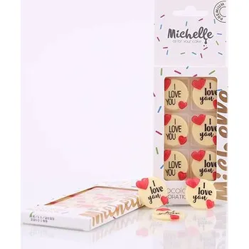 Jedlá dekorace na dort Dortisimo Michelle čokoládová dekorace I Love You kulatá (6 ks) M1005