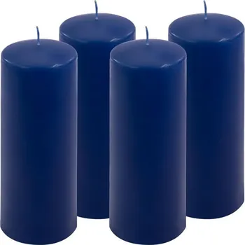 Svíčka Sada sloupových svíček, 20 cm, Ø 7,5 cm, modrá, 4 ks