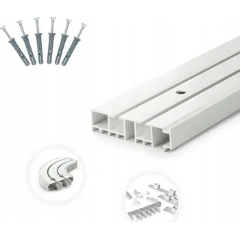 Garnýž Garnýž stropní garnýž dvoukolejnicová PVC 180 cm s žabkami s kolečkem, kompletní sada