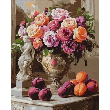 Set školních potřeb Malowanie po numerach - Eleganckie róże 40x50cm