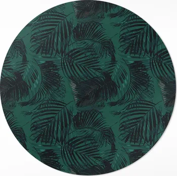 Koberec Vinylový Kulatý Koberec do obývacího pokoje fi 120 cm Tropické listy džungle