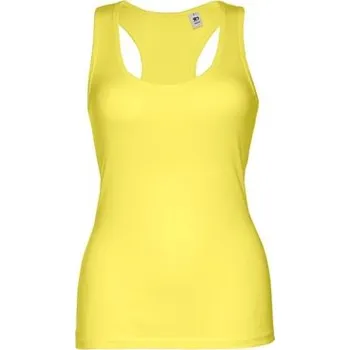 THC TIRANA. Dámské bavlněné tričko bez rukávů - Limetkově Žlutá / S
