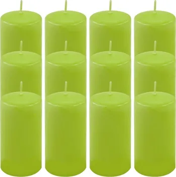 Svíčka Sada sloupových svíček, 11,5 cm,Ø 6 cm, světle zelená, 12 ks