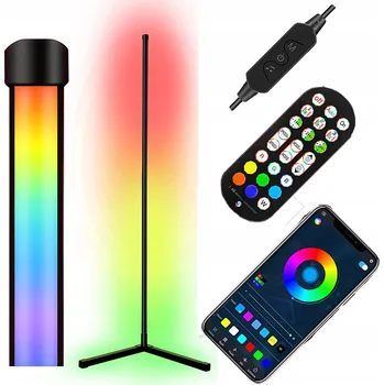 Stojací lampa ROHOVÁ STOJACÍ LAMPA LED RGB S DÁLKOVÝ OVLADAČ A OVLÁDÁNÍM PŘES APLIKACI
