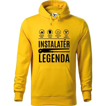 Pánská mikina DOBRÝ TRIKO Pánská mikina s potiskem Instalatér legenda Velikost pánské mikiny: 2XL, Barva: Žlutá