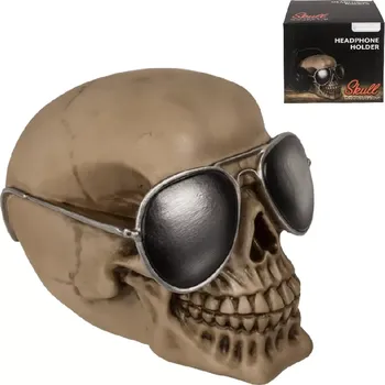 Gadget Drsný držák na sluchátka – Lebka s brýlemi