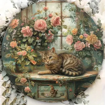 Plechová cedule Plechová vintage cedule kočka 20cm