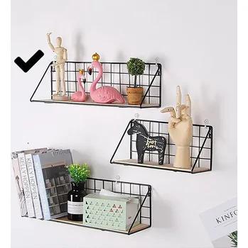 police Nástěnná police ve stylu LOFT, skandinávská 45 x 12 cm - černá