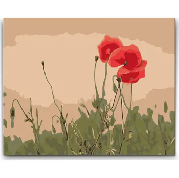 Malování podle čísel - Vlčí mák 2 Velikost: 40x50cm, Rámování: Pouze srolované plátno