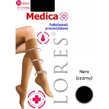 Podprsenka Kompresní podkolenky Lores MEDICA 70 DEN 13-17 mmHg černé Nero