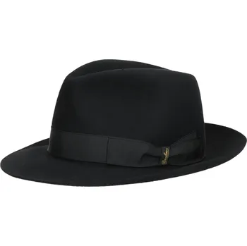 Šála Luxusní černý klobouk Fedora s černou stuhou - 50 grammi - Borsalino Velikost: 59 cm (L)