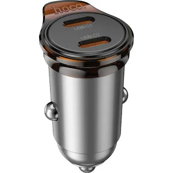 Hoco NZ16B nabíječka do auta 2x USB-C PD / QC 3.0 / FCP / AFC / 45W / šedá