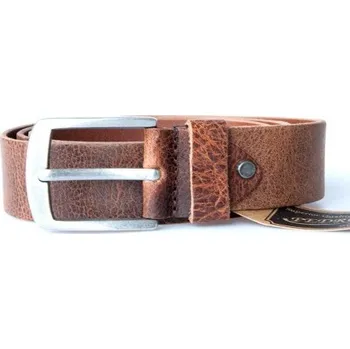 Opasek Kožený hnědý opasek 125 cm dlouhý z pevné silné kůže 38 mm široký