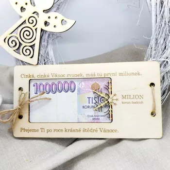 Obálka ALA ARTS Dřevěná obálka k darování peněz Vánoční milion (MILIONSNVL1) DL 1 hnědá