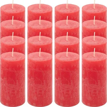 Svíčka Červená parafínová svíčka rustikální 10 cm, 25 h, sada 16 ks