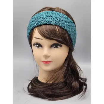 Zimní čelenka Ručně pletená merino čelenka petrolejová (54 - 58 cm)