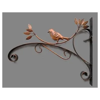 Věšák Věšák kovový s ptáčkem a listy