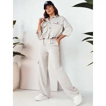 Smetanový komplet kalhot a crop bundy MAROD AY1021 Velikost: S