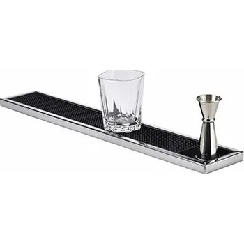 Barová podložka černá s nerezovým rámem 61,5x10cm