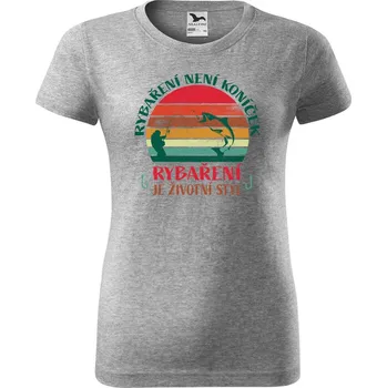 Dámské tričko DOBRÝ TRIKO Dámské tričko Rybaření není koníček Barva: Tmavě šedý melír, Velikost: 3XL