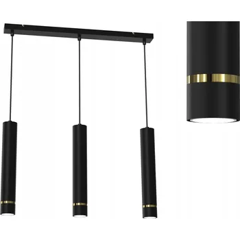 Stojací lampa Závěsná lampa tubusová trubky 3x Gu10 nad stůl ostrov černá zlatá