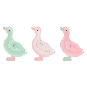Velikonoční dekorace Husa dřevěná s lepíkem 3,5 cm 24 ks v krabičce pastelové barvy