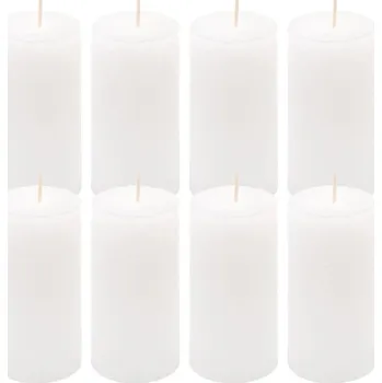 Svíčka Bílá parafínová svíčka rustikální 10 cm, 25 h, sada 8 ks