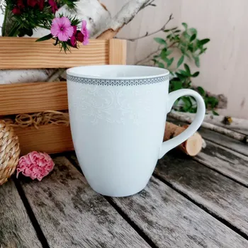 EVA hrnek 370 ml, šedá krajka, Thun 1794 (Porcelánový hrnek 1. jakost)