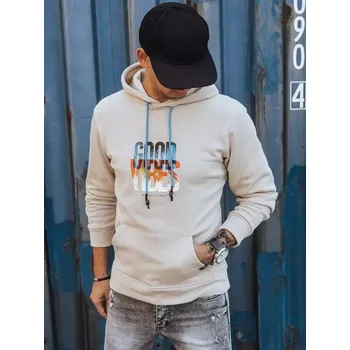 Pánská mikina Béžová mikina s nápisem GOOD VIBES BX5378 Velikost: 2XL