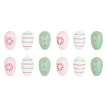 Velikonoční dekorace Vajíčko dřevěné na pověšení 3 cm, 12 ks