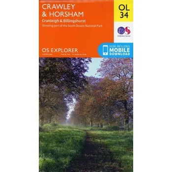 Encyklopedie Crawley & Horsham, Cranleigh & Billingshurst - Ordnance Survey [EN] (2015, Skládaná mapa, Ordnance Survey)