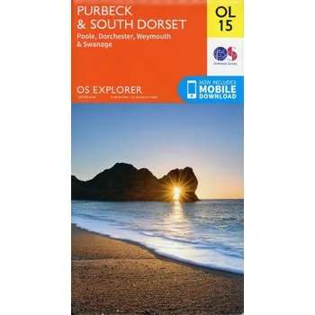Encyklopedie Purbeck & South Dorset, Poole, Dorchester, Weymouth & Swanage - Ordnance Survey [EN] (2015, Skládaná mapa, Ordnance Survey)