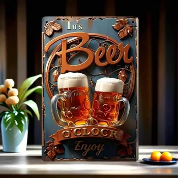 Plechová cedule Plechová vintage cedule Beer Time 20x30cm