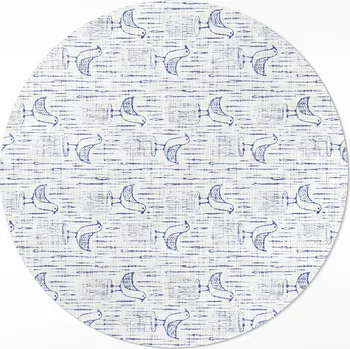 Koberec Kulatý Koberec Vinyl průměr 50 cm Kreslené ptáci jemný pravidelný vzor boho