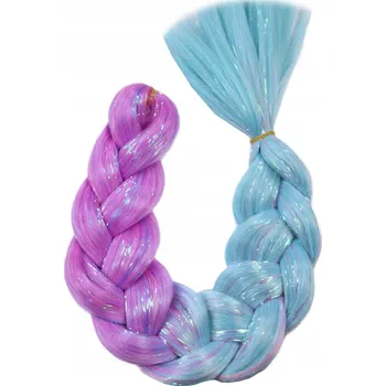 Příčesek Syntetické vlasy na copánky OMBRE ROVNÉ s třpytkami OMBRE barevné