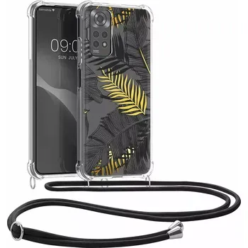 Pouzdro na mobilní telefon Pevné silikonové pouzdro kwmobile Crossbody na mobil Xiaomi Redmi Note 11 / 11S s popruhem - palm leaves (Silikonový kryt či obal s popruhem kwmobile Crossbodyna mobil Xiaomi Redmi Note 11 / Xiaomi Redmi Note 11S palm leaves)