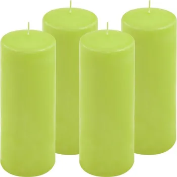 Svíčka Sada sloupových svíček, 20 cm, Ø 7,5 cm, světle zelená, 4 ks