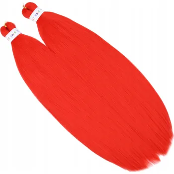 Syntetické vlasy Kanekalon 2 culíky 70 cm červené PŘEDPŘIPRAVENÉ copánky