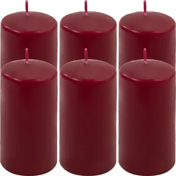 Svíčka Sada sloupových svíček, 11,5 cm, Ø 6 cm, vínová, 6 ks