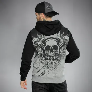 Pánská mikina mikina s kapucí pánské - GRAPHIC SKULL - HYRAW - SP24-M20 - L