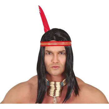 Karnevalový kostým Guirca Indiánská paruka s čelenkou pánská