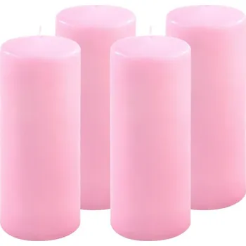 Svíčka Sada sloupových svíček, 20 cm, Ø 7,5 cm, růžová, 4 ks