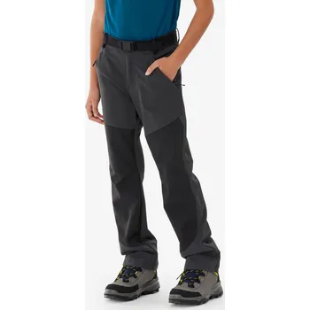 Chlapecké oblečení QUECHUA Dětské turistické softshellové kalhoty 7–15 let MH 900 12 LET ČERNÁ|ŠEDÁ
