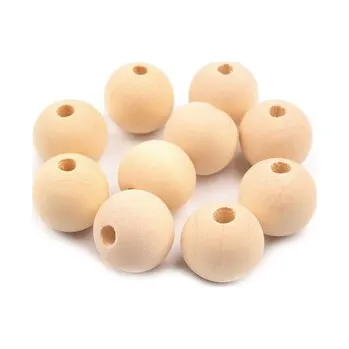 Dřevěné korálky nelakované Ø18 mm - 600 ks - přírodní sv.