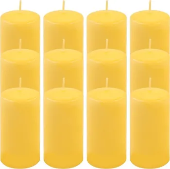 Svíčka Sada sloupových svíček, 11,5 cm, Ø 6 cm, žlutá, 12 ks