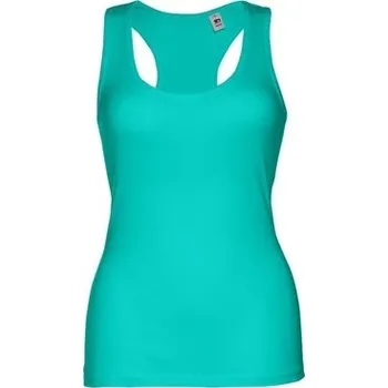Dámské tričko THC TIRANA. Dámské bavlněné tričko bez rukávů - Tyrkysově Zelená / L