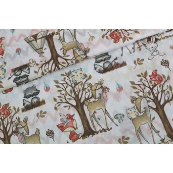 Srnka s kamarády - bavlněné plátno, šíře 160cm