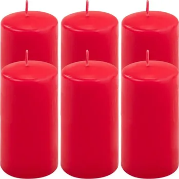 Svíčka Sada sloupových svíček, 11,5 cm, Ø 6 cm, červená, 6 ks