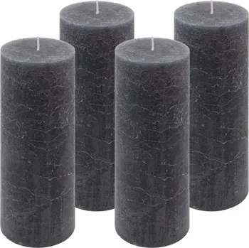Svíčka Sada rustikálních svíček, 20 cm, Ø 7,5 cm, antracit, 4 ks