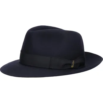 Šála Luxusní modrý klobouk Fedora s černou stuhou - 50 grammi - Borsalino Velikost: 61 cm (XL)